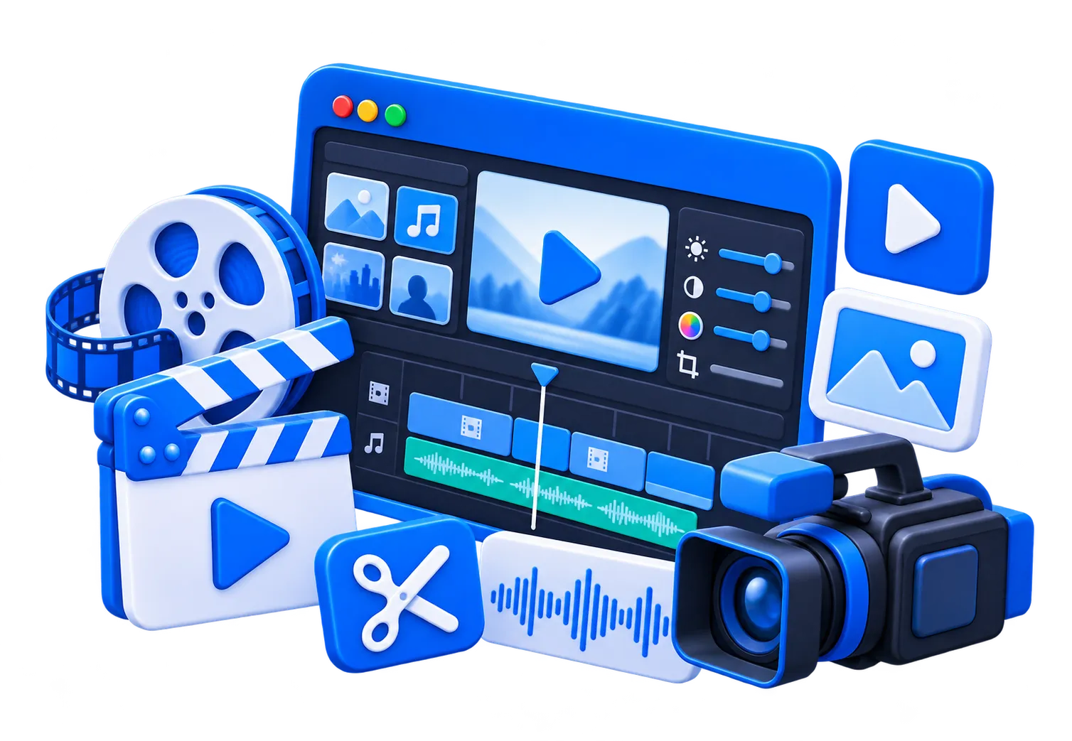 3D Video Editing Illustration
