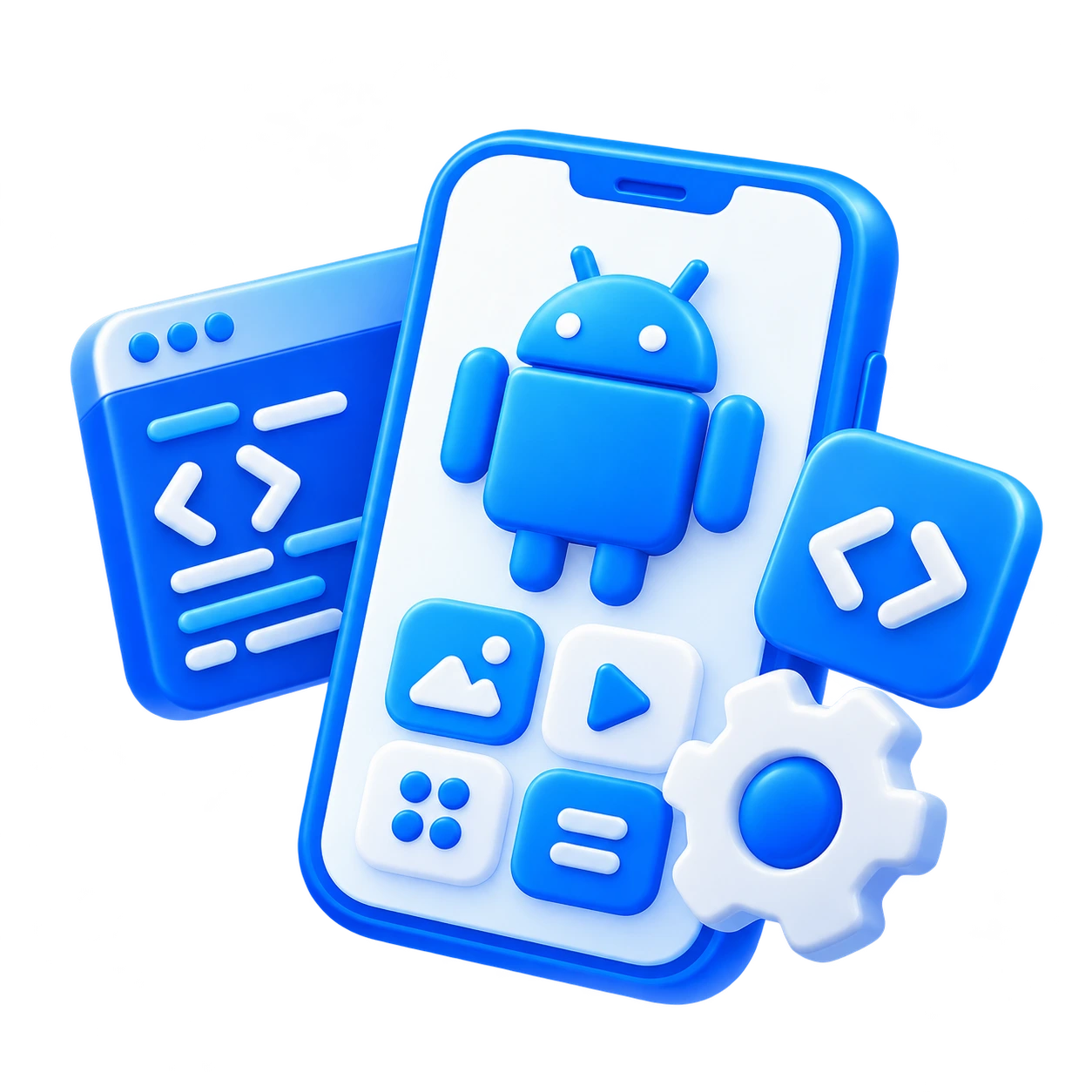 3D Android App Development Illustration