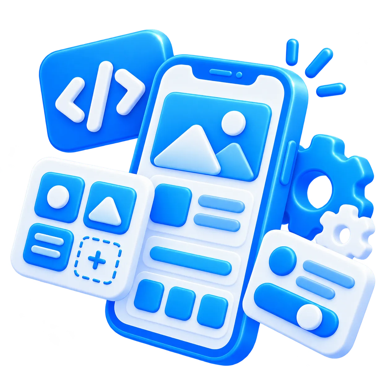 3D Mobile App Development Illustration