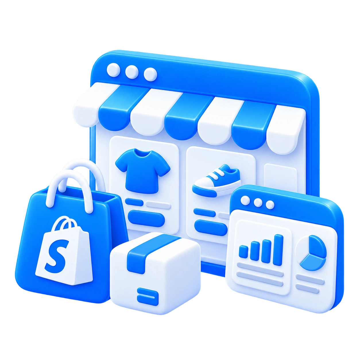 3D Shopify Development Illustration