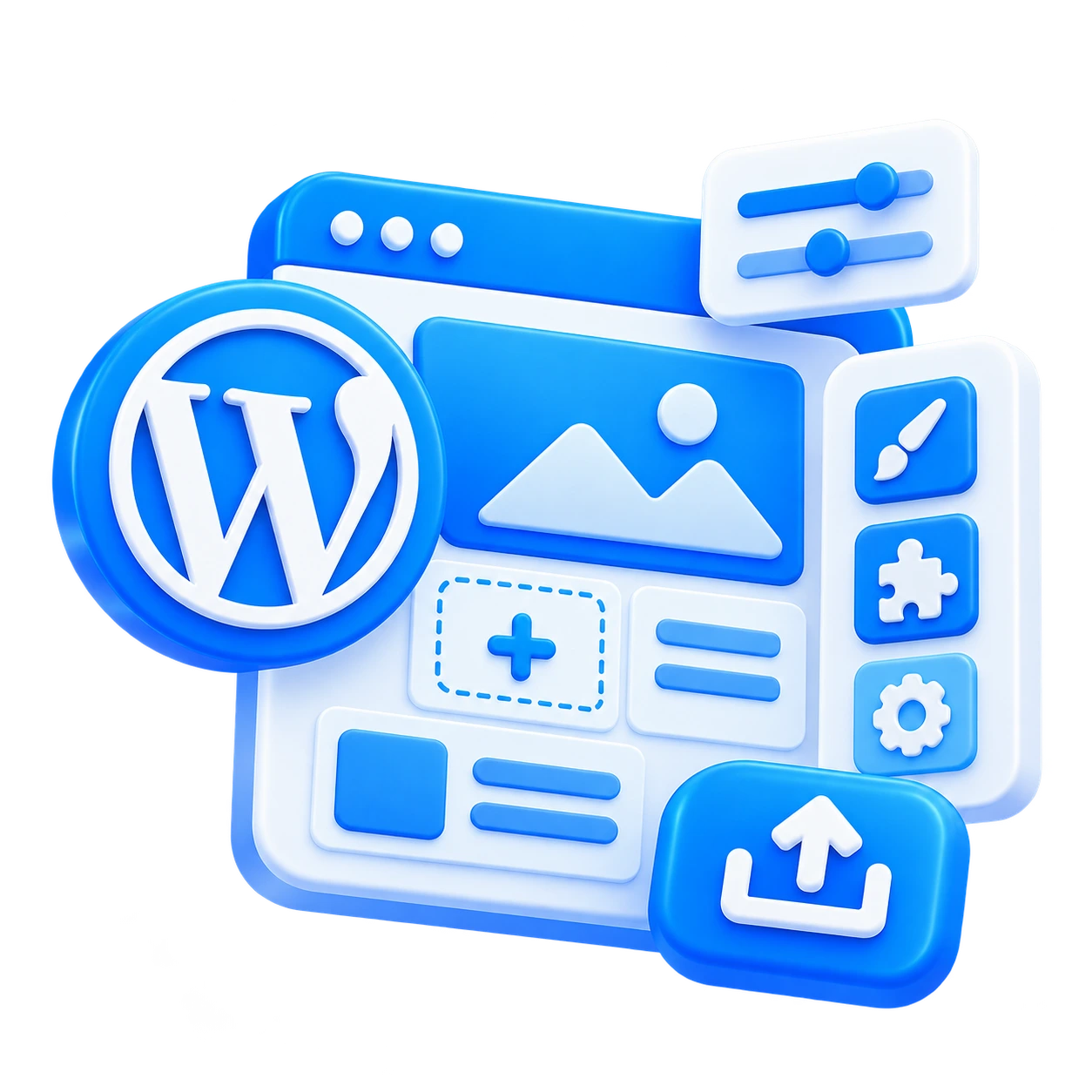 3D WordPress Development Illustration