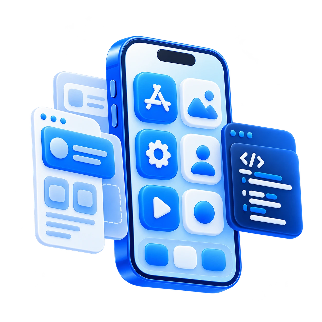 3D iOS App Development Illustration
