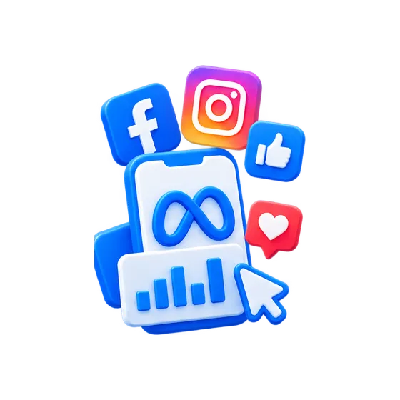 3D Meta Ads Illustration