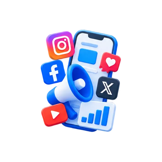 3D Social Media Marketing Illustration