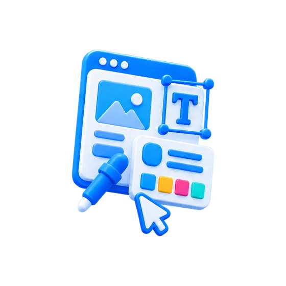 3D UI UX Design Illustration
